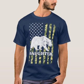 Daughter Beer Camping Hiking Camouflage USA Americ T-shirt
