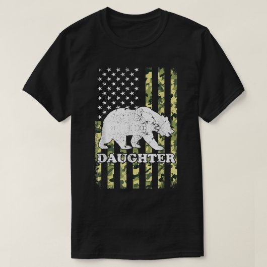 Daughter Beer Camping Hiking Camouflage USA Americ T-shirt (Design voorkant)