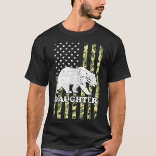 Daughter Beer Camping Hiking Camouflage USA Americ T-shirt