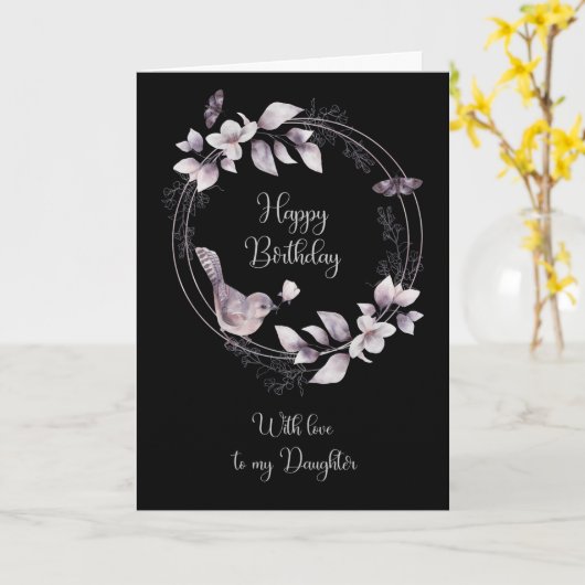 Daughter Birthday Bird and Butterflies Kaart (Gele Bloem)