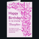 Daughter Birthday Butterflies<br><div class="desc">Een stortvloed van roze vlinders vult deze verjaardagskaart aan voor een dochter met vreugde. Een menigte vlinders die opstookt om je dochter te vertellen hoe geweldig ze is. Ze is zeker dol op het gevoel in deze hartstochtelijke boodschap.</div>