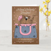 Daughter Birthday Card - Cute Cat Purse Pet Kaart (Gele Bloem)