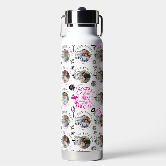 Daughter Birthday Custom Photo Waterfles (Voorkant)