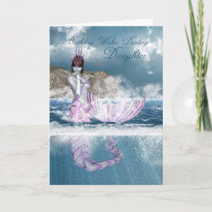 Daughter Birthday Fantasy Mermaid with Ocean Uitzi Kaart