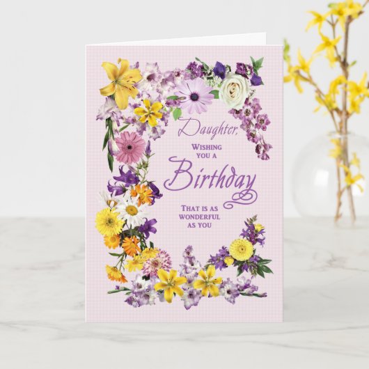 Daughter Birthday Flower Lijst Card Kaart (Gele Bloem)