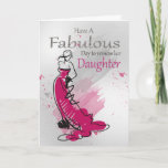 Daughter, Birthday Greeting with Vrouw, kaart<br><div class="desc">De hedendaagse Groet van de Dagen van de Dagen van de Dagen met Vrouw in een Stijlvolle pers,  met gemengde kleuren en schetsstijl,  met waterverf spatten op een gemengde grijze achtergrond.</div>