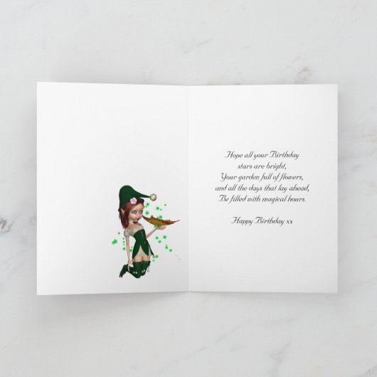 Daughter, Birthday Kaart - Fantasy Schattige Elf o (Binnen)