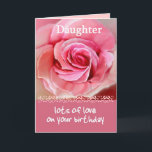 DAUGHTER Birthday met Pastel Pink Rose en Lace Kaart<br><div class="desc">Deze verjaardagskaart met zijn pastelroze roze roos en kant is een mooie manier om je zeer speciale dochter een Happy Birthday te wensen.</div>