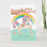 Daughter Birthday met Pranking Pony Card Kaart<br><div class="desc">Een schattige kleine prancende waterverf pony,  een magisch en griezelig ontwerp,  met een delicate regenboogsparken en een florale achtergrond en een liefhebberige boomtak. Sweet en zonnig zullen zeker een glimlach brengen op alle jonge dames.. met bedankt naar HandMek@etsy</div>