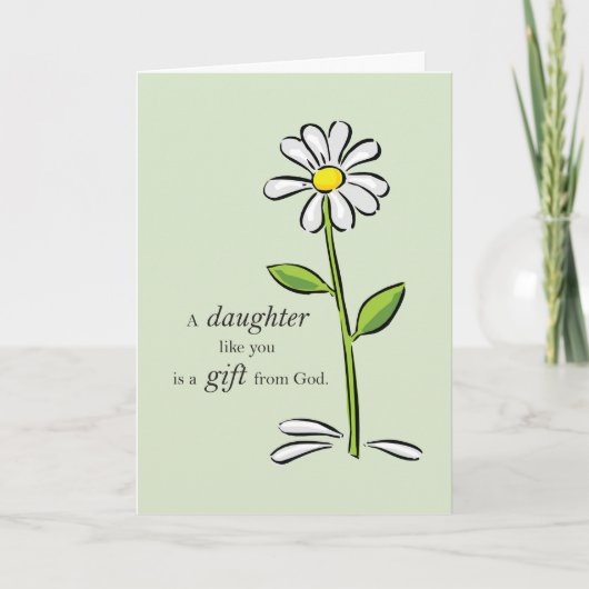 Daughter Birthday, Religieuze Green Daisy Flower A Kaart (Voorkant)