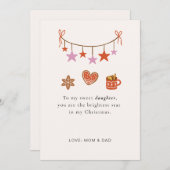 Daughter Christmas Card Cute Personalized  Feestdagenkaart (Voorkant / Achterkant)