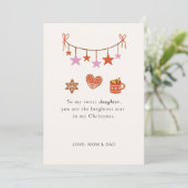 Daughter Christmas Card Cute Personalized  Feestdagenkaart (Staand voorkant)