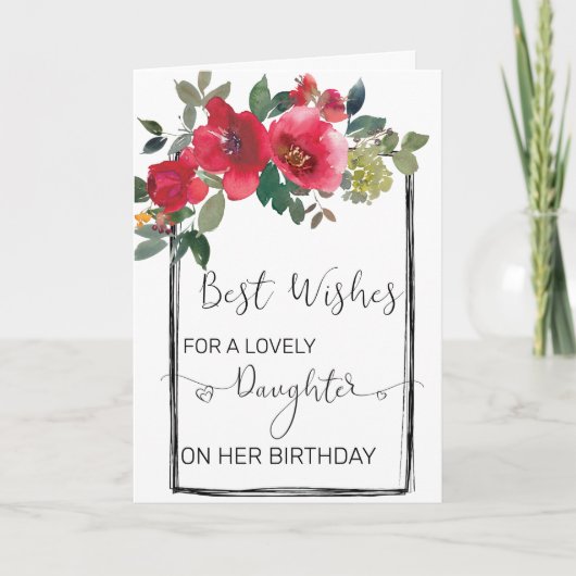 Daughter Custom Floral Waterverf Birthday Kaart (Voorkant)