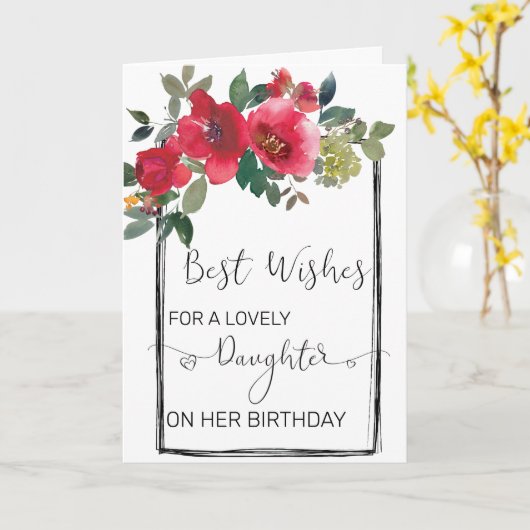 Daughter Custom Floral Waterverf Birthday Kaart (Gele Bloem)