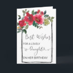 Daughter Custom Floral Waterverf Birthday Kaart<br><div class="desc">Dit ontwerp kan op het gebied worden gepersonaliseerd dat door de foto en/of tekst te veranderen wordt verstrekt. Of het kan worden aangepast door te klikken deze Sjabloon personaliseert en dan de klik te kiezen om verdere optie aan te passen en de kleur van de achtergrond te schrappen of te...</div>