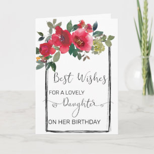 Daughter Custom Floral Waterverf Birthday Kaart