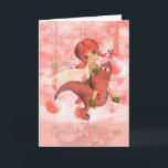 Daughter Cute Birthday-kaart, roze draak en fee Kaart<br><div class="desc">Daughter Cute Birthday-kaart,  roze draak en fee</div>