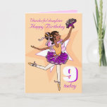 Daughter dark hair ballerina jarig paars kaart<br><div class="desc">Een modern,  donker haar dansend ballerina 9th of je eigen wenskaart op de verjaardag. Pas dit object aan je wensen aan. Andere overeenkomende aangepaste verjaardagscategorieën voor meisjes zijn ook beschikbaar. Enkel ontworpen en geïllustreerd door Sarah Trett voor www.mylittleeden.com</div>