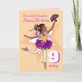 Daughter dark hair ballerina jarig paars kaart