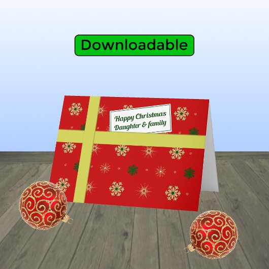 Daughter- en familieredeslag voor rode kerst feestdagen kaart