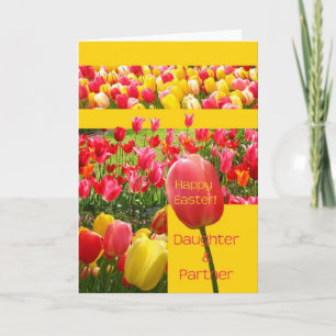 Daughter- en Partner Happy Easter Tulip-kaart Feestdagen Kaart