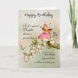 Daughter Fairy Birthday Card met bloesem Kaart