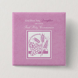 Daughter First Community, Roze Vierkante Button 5,1 Cm