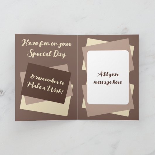 Daughter foto naam bruine crème verjaardag kaart (Binnen)