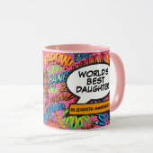 Daughter Fun Retro Stripboek Pop Art Pink Mok (Voorkant rechts)