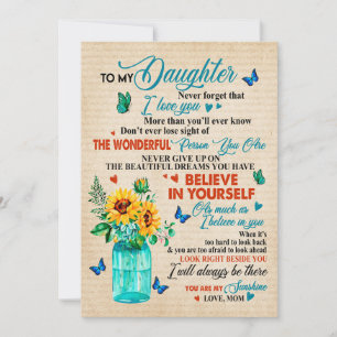 Daughter Gifts Brief aan mijn dochter van mama Feestdagenkaart