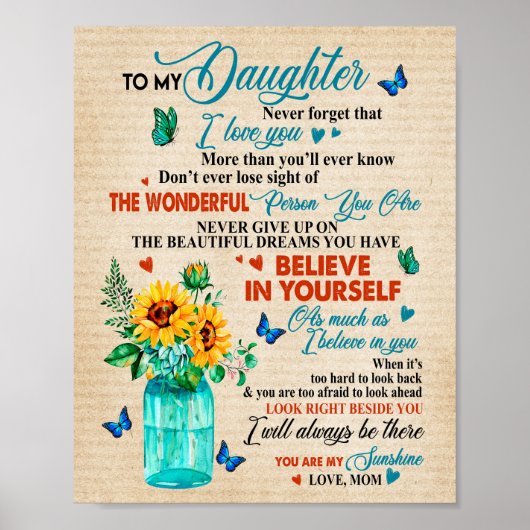 Daughter Gifts | Brief aan mijn dochter van mama Poster (Voorkant)