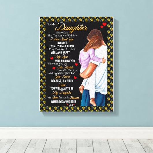 Daughter Gifts | Brief aan mijn dochter van papa Canvas Afdruk (Insitu (Houten vloer))