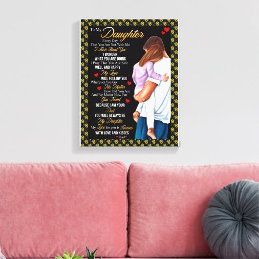 Daughter Gifts | Brief aan mijn dochter van papa Canvas Afdruk (Insitu (Woonkamer))