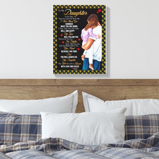 Daughter Gifts | Brief aan mijn dochter van papa Canvas Afdruk (Insitu (Slaapkamer))