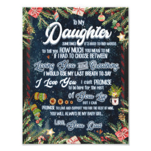 Daughter Gifts Brief aan mijn dochter van papa Foto Afdruk
