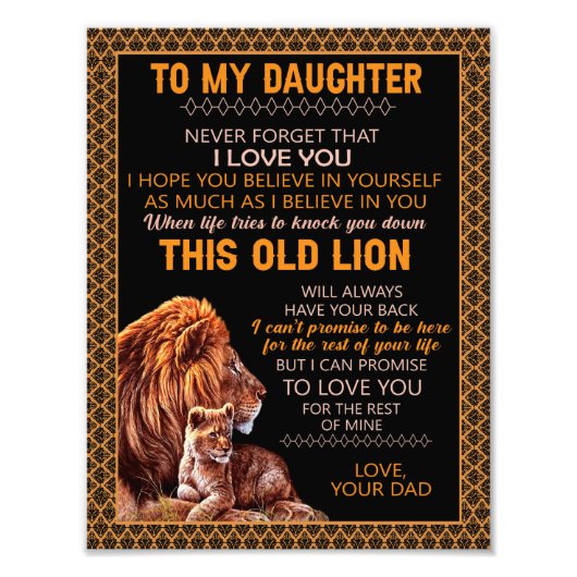 Daughter Gifts | Brief aan mijn dochter van papa Foto Afdruk (Voorkant)