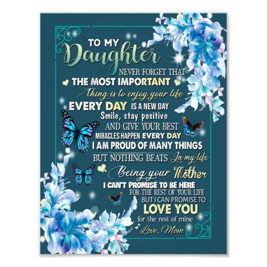 Daughter Gifts | Brief aan mijn dochter van papa Foto Afdruk (Voorkant)