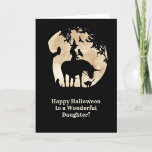 Daughter Halloween met heks en Unicorn Kaart