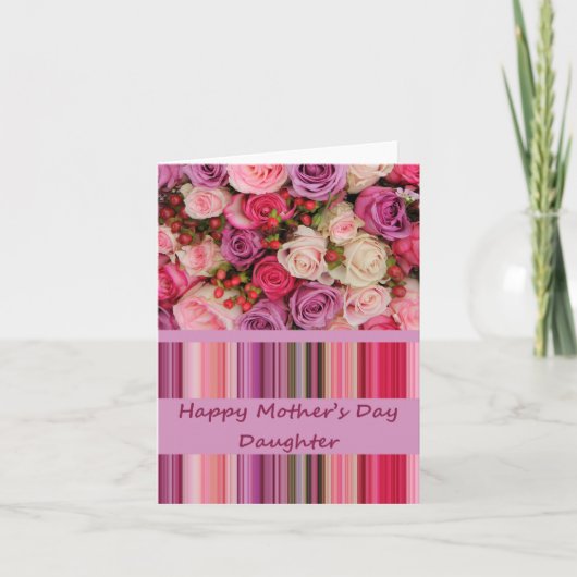 Daughter Happy Moederdag roos-kaart Kaart (Voorkant)