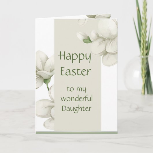 Daughter Happy Paast White Flowers Floral Feestdagen Kaart (Voorkant)