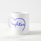 Daughter hart in blauw koffiemok (Voorkant links)