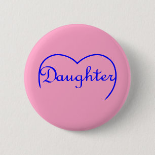 Daughter hart in blauw ronde button 5,7 cm