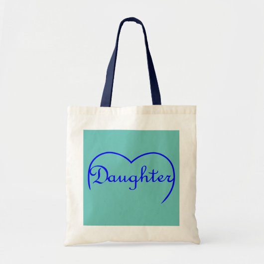 Daughter hart in blauw tote bag (Voorkant)