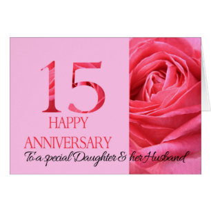 Daughter & Husband Jubileum Card Roze Rose