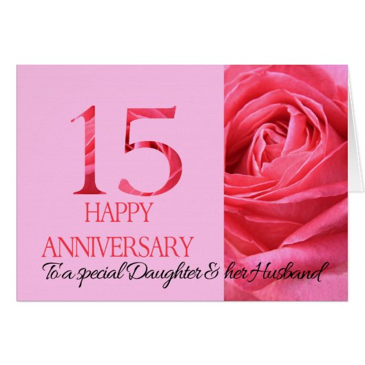 Daughter & Husband Jubileum Card Roze Rose (Voorkant Horizontaal)