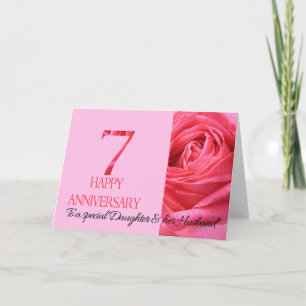 Daughter & Husband Jubileum Card Roze Rose Kaart