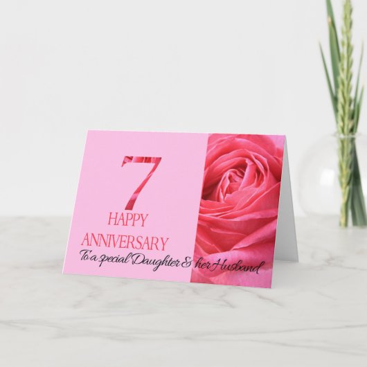 Daughter & Husband Jubileum Card Roze Rose Kaart (Voorkant)