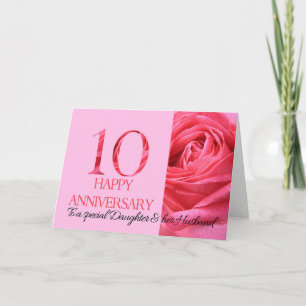 Daughter & Husband Jubileum Card Roze Rose Kaart