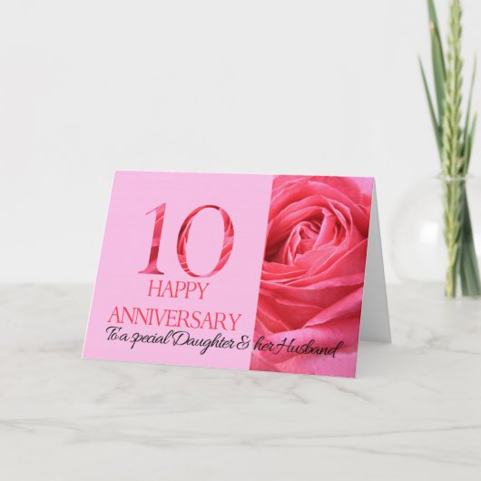 Daughter & Husband Jubileum Card Roze Rose Kaart (Voorkant)