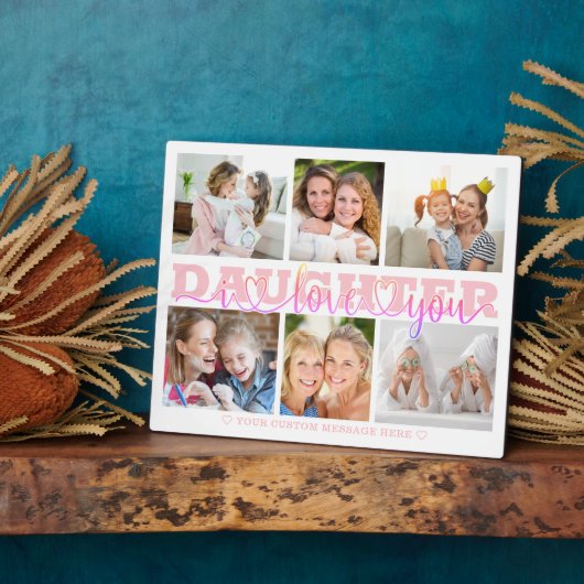 DAUGHTER I Love You 6 Photo Collage Pink 8x10 Fotoplaat (Zijkant)